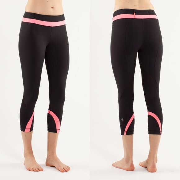 Lululemon Black/Pink Luxtreme Inspire Crop - Picture 1 of 6